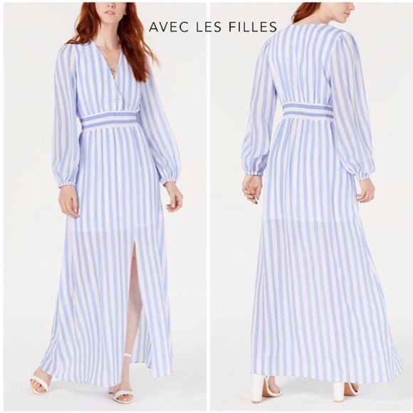 Avec Les Filles Dresses & Skirts - Avec Les Filles Striped Surplice Maxi Dress - 8